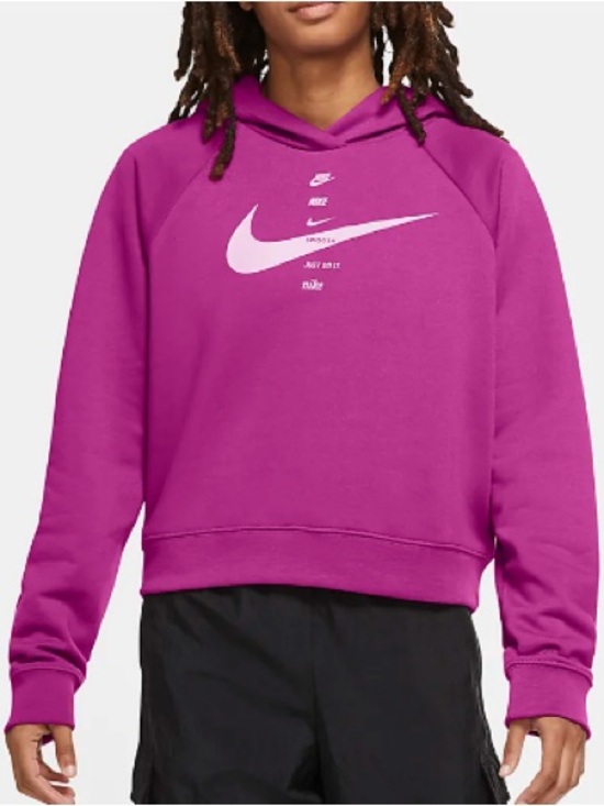 Nike Tops - Nike Sportswear Swoosh Cropped Fleece Hoodie Magenta Pink Women’s S